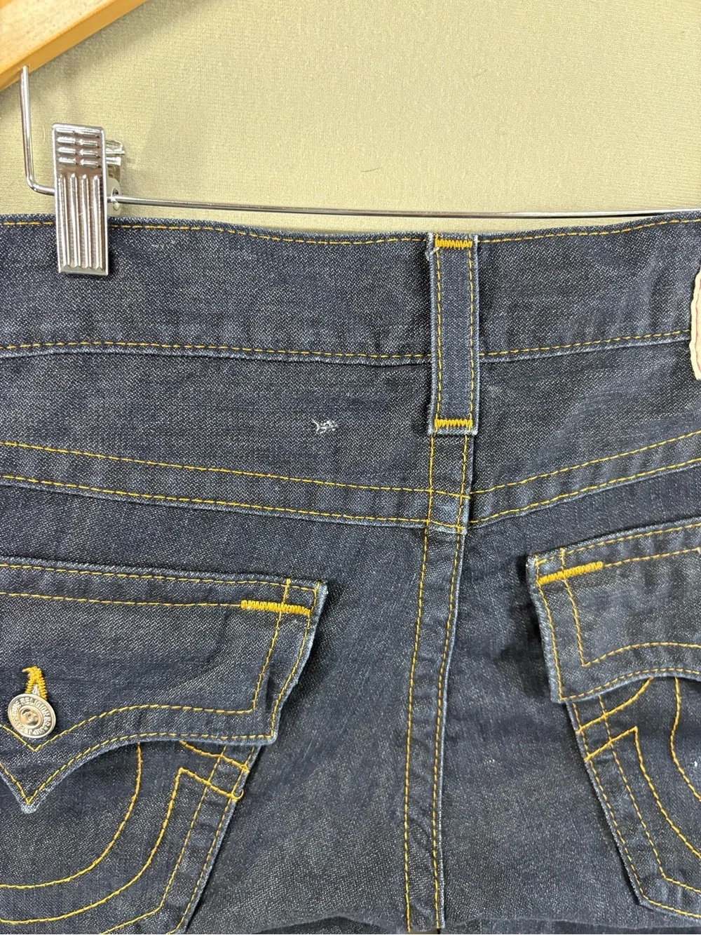 True Religion Men Jeans Straight Sz 34X34 Dark Denim Flip Flap Pockets